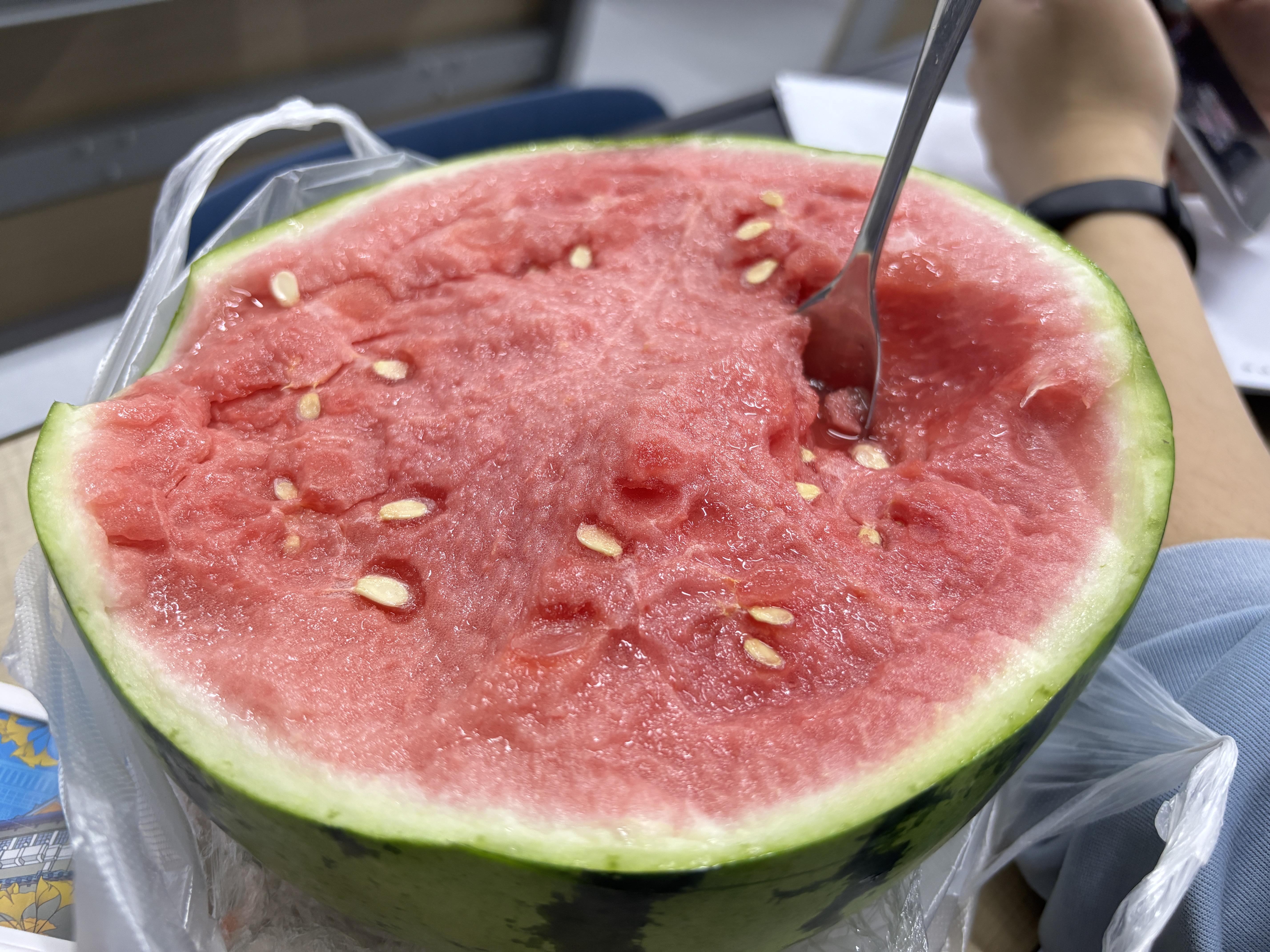 第一次和宝宝用勺子吃西瓜🍉😋